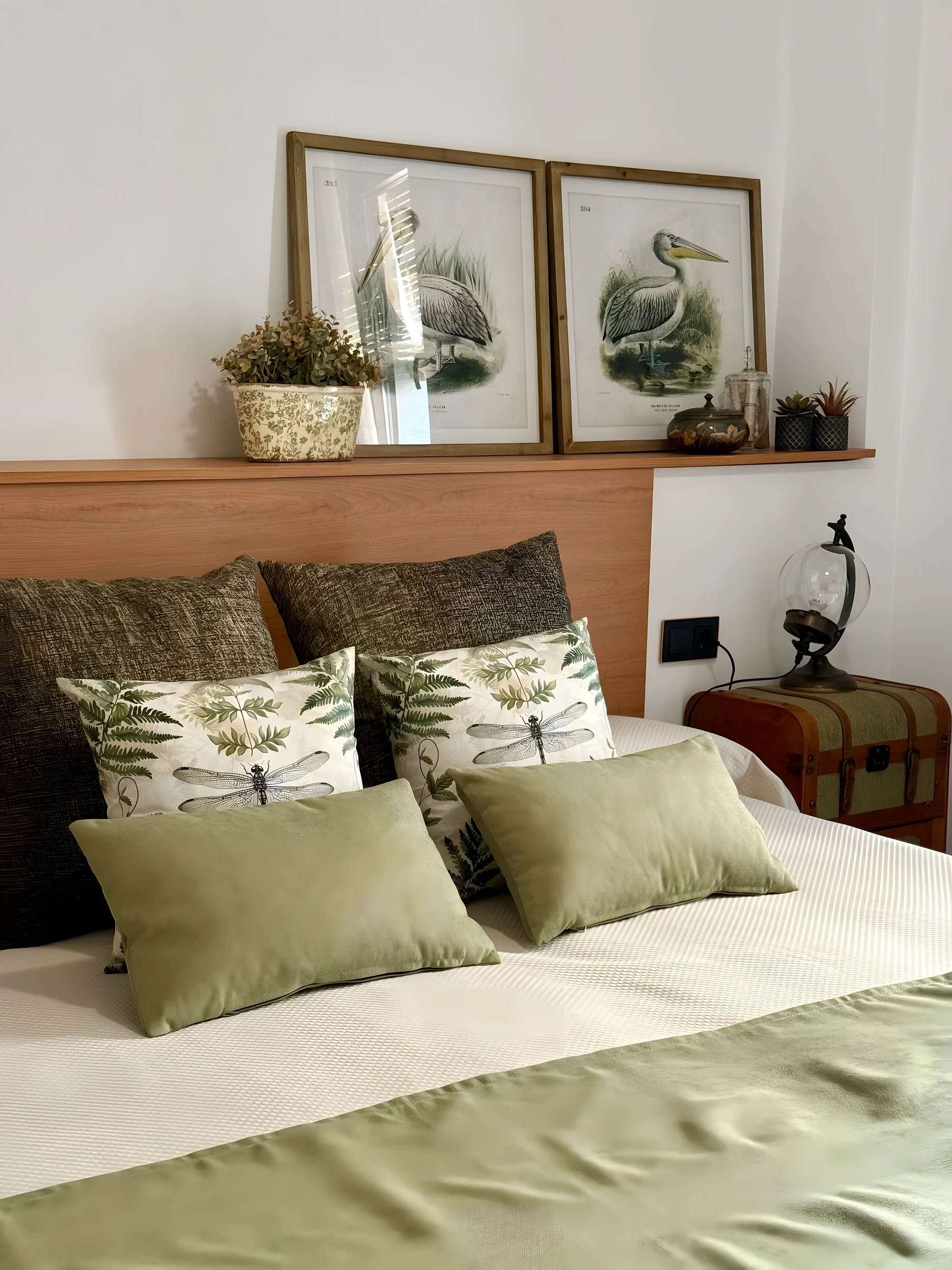 Chambre 1 avec coussins à motif de fougères
